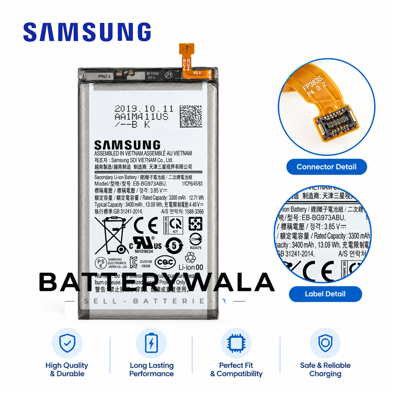 Original Samsung EB-BG973ABU Battery For Samsung Galaxy S10 (SM-G9730) Mobile – 3400mAh - Image 3