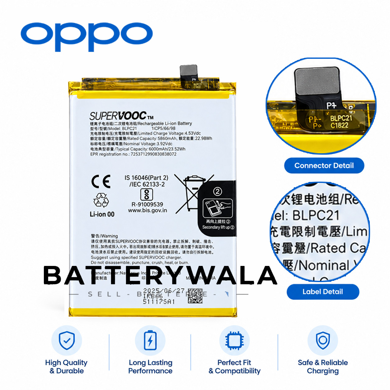 Original OPPO A5x 5G (CPH2733) Battery BLPC21 – 6000mAh - Image 3