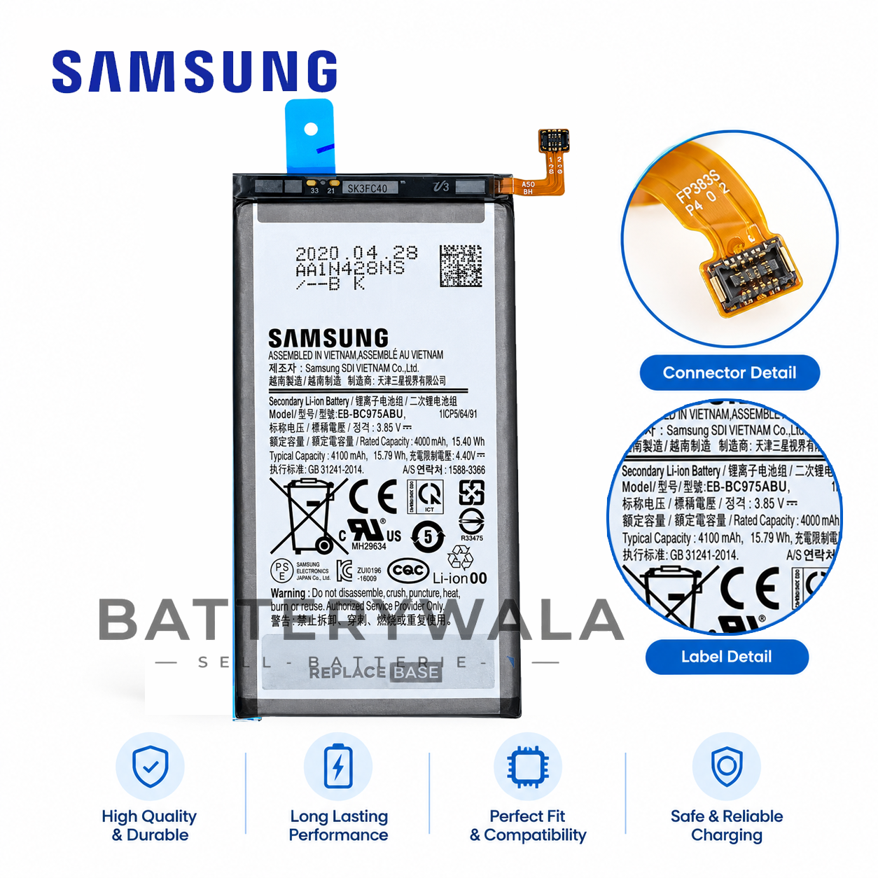 Original Samsung S10+ Battery EB-BG975ABY – Reliable 4100mAh Replacement
