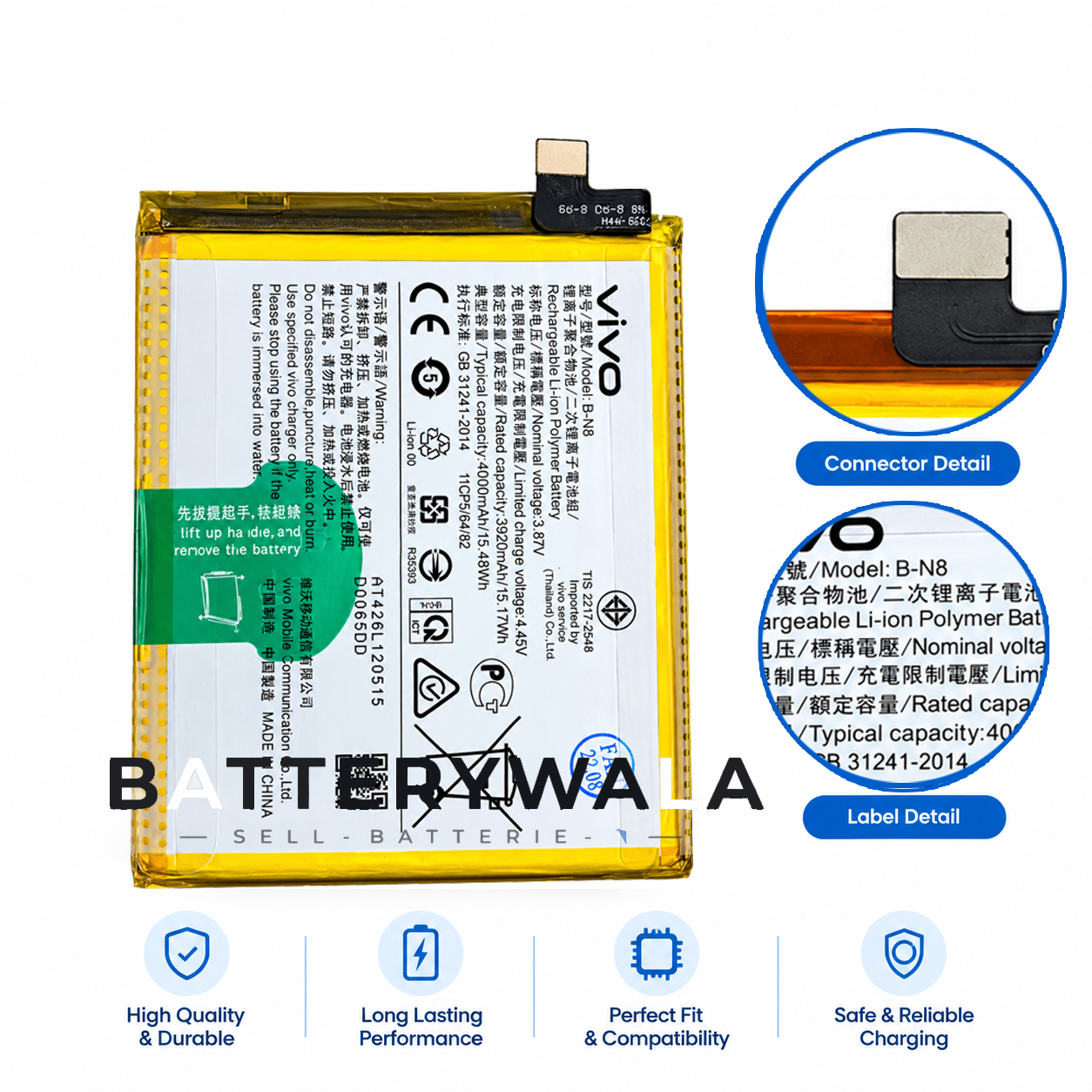 Original Vivo S7 V20 V20 Pro Battery B-N8 – 4000mAh - Image 3