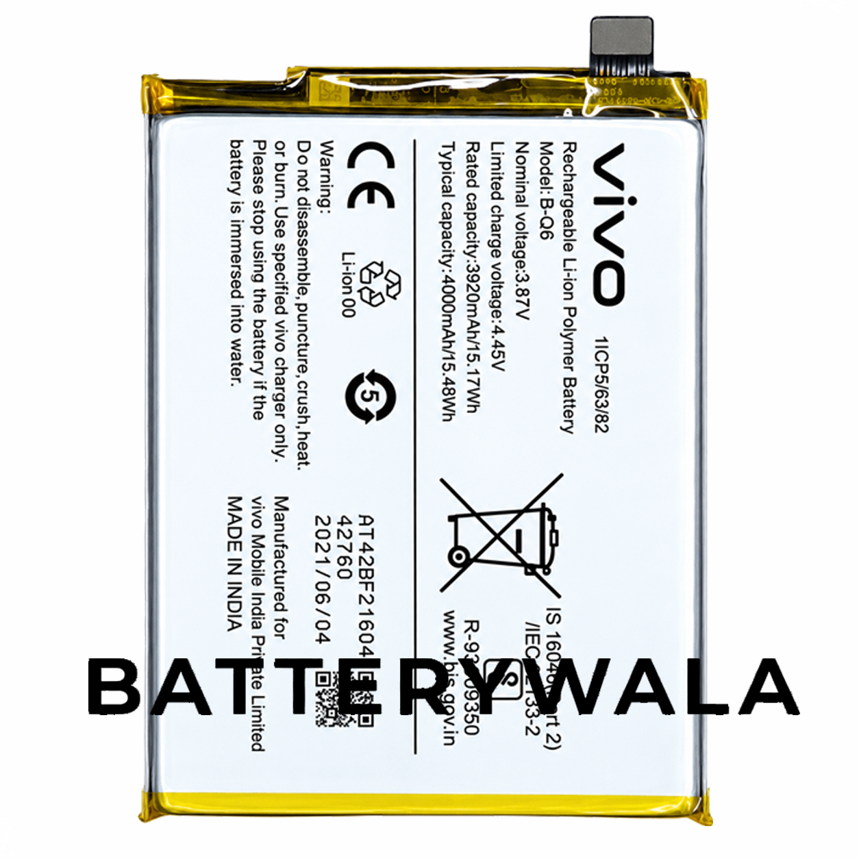 Vivo V21e 5G Battery B-Q6 – 4000mAh Original Brand New