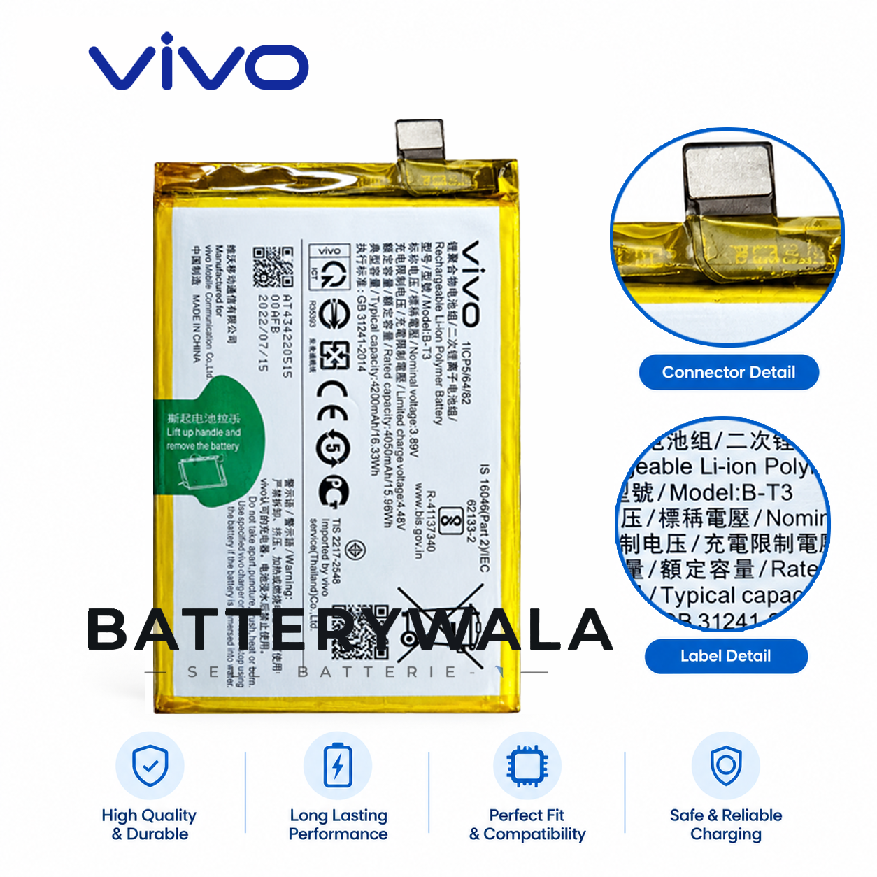 Vivo V23 5G Battery B-T3 – Powerful 4200mAh Original - Image 3
