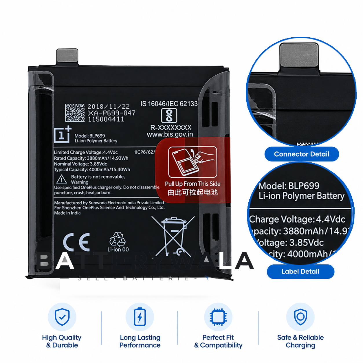 Original OnePlus 7 Pro Battery BLP699 – 4000mAh - Image 3