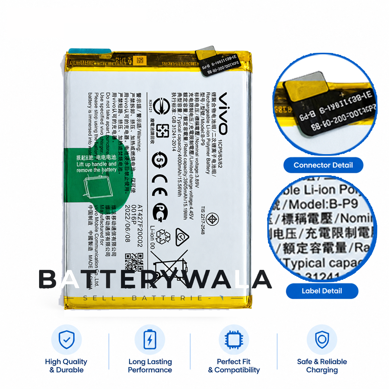 Original Vivo V21 Battery B-P9 for V21 Pro & S9 – 4000mAh - Image 3
